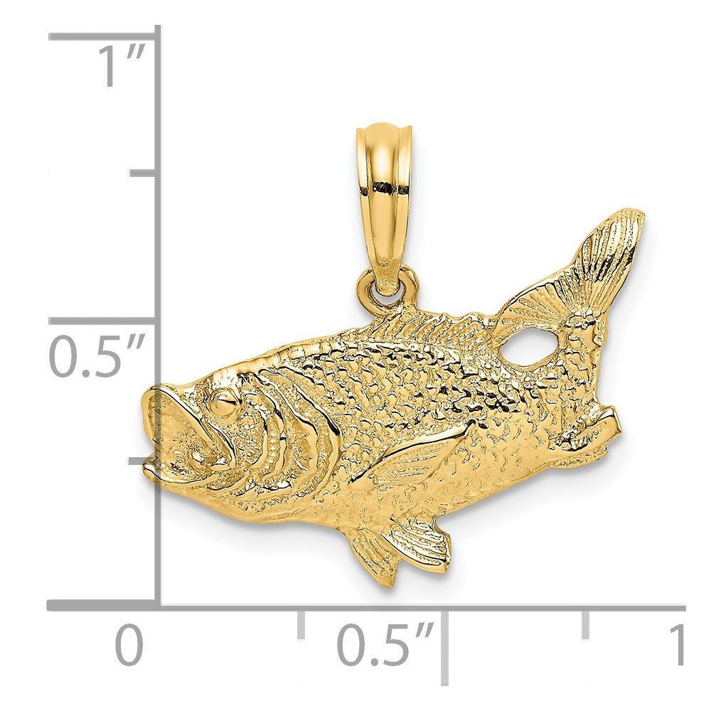 14K 2-D Bass Fish w/ Tail Up Charm 3