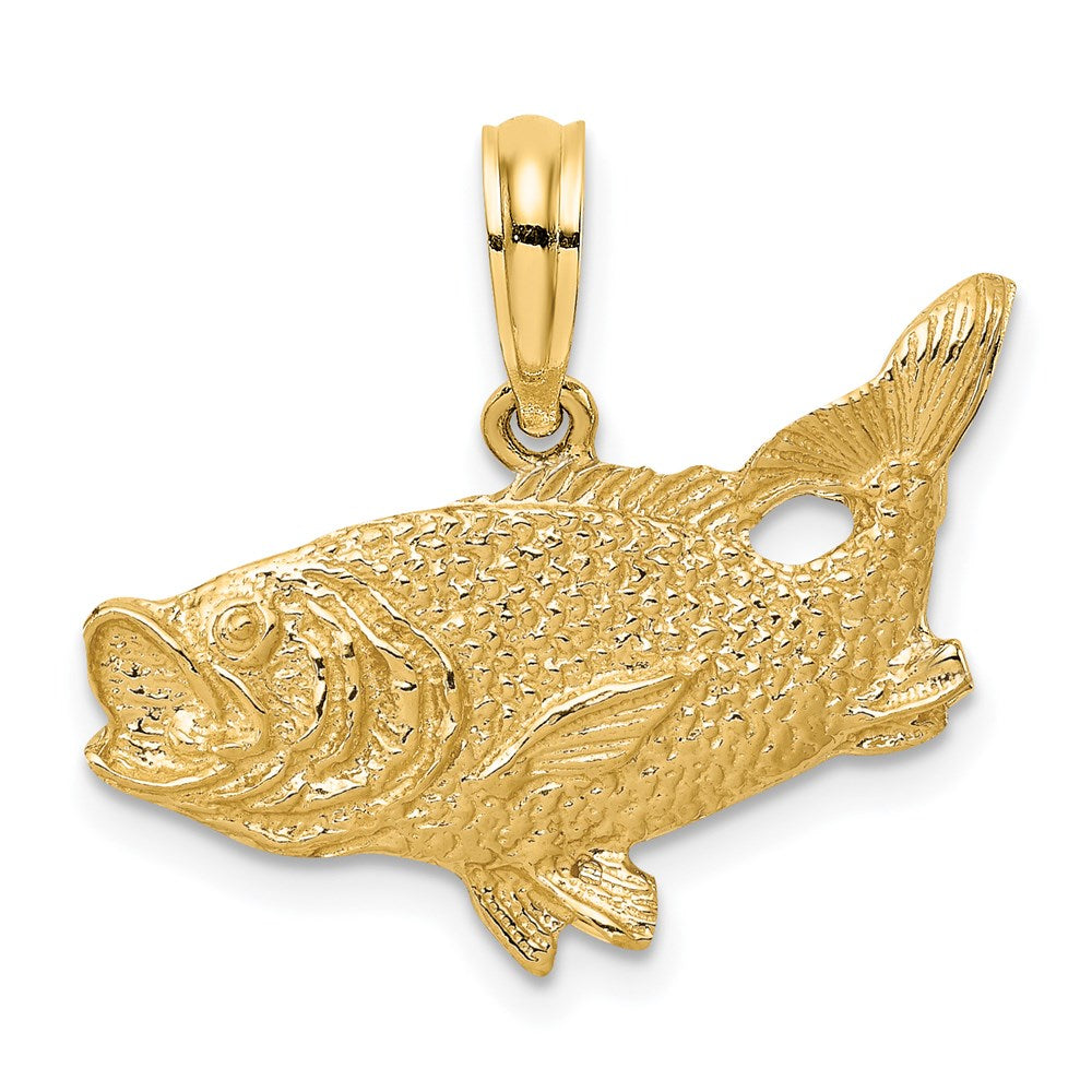 14K 2-D Bass Fish w/ Tail Up Charm 1