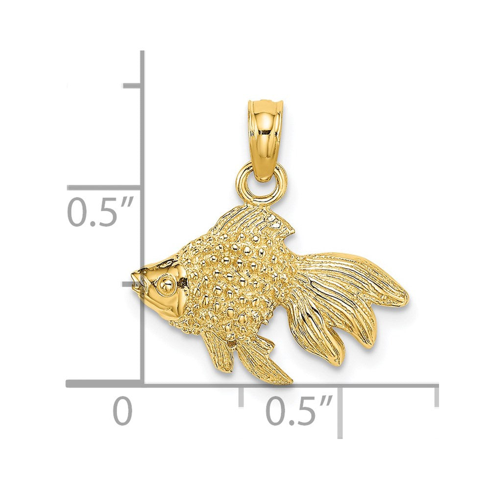 14K 2-D  Textured Gold Fish Charm 3