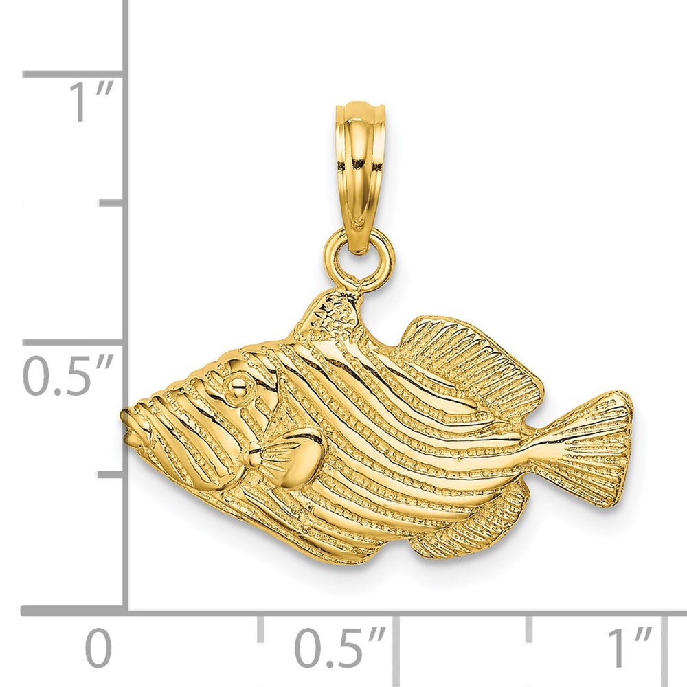 14K 2-D /Engraved Striped Fish Charm 3