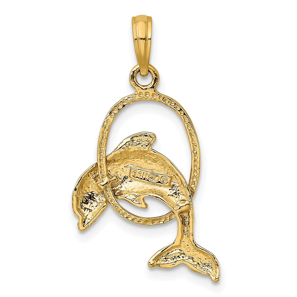 14K Polished Dolphin Jumping Through Hoop Charm 4