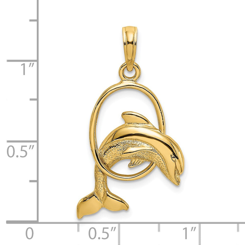 14K Polished Dolphin Jumping Through Hoop Charm 3