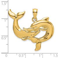 14K Polished Two Dolphins Together Charm 3