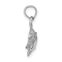 14K White Gold Polished Double Dolphins Jumping Left Charm 2