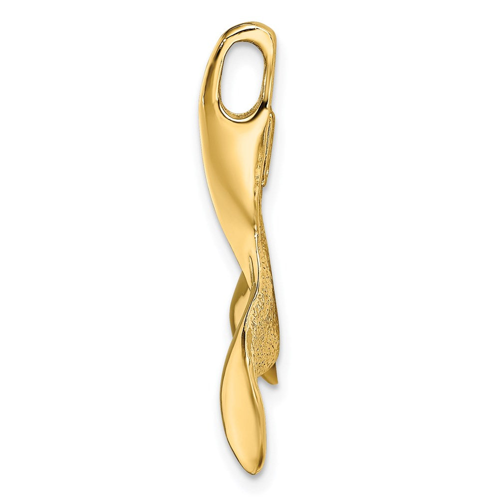 14K 3-D Polished/Textured Whale Tail Charm 2