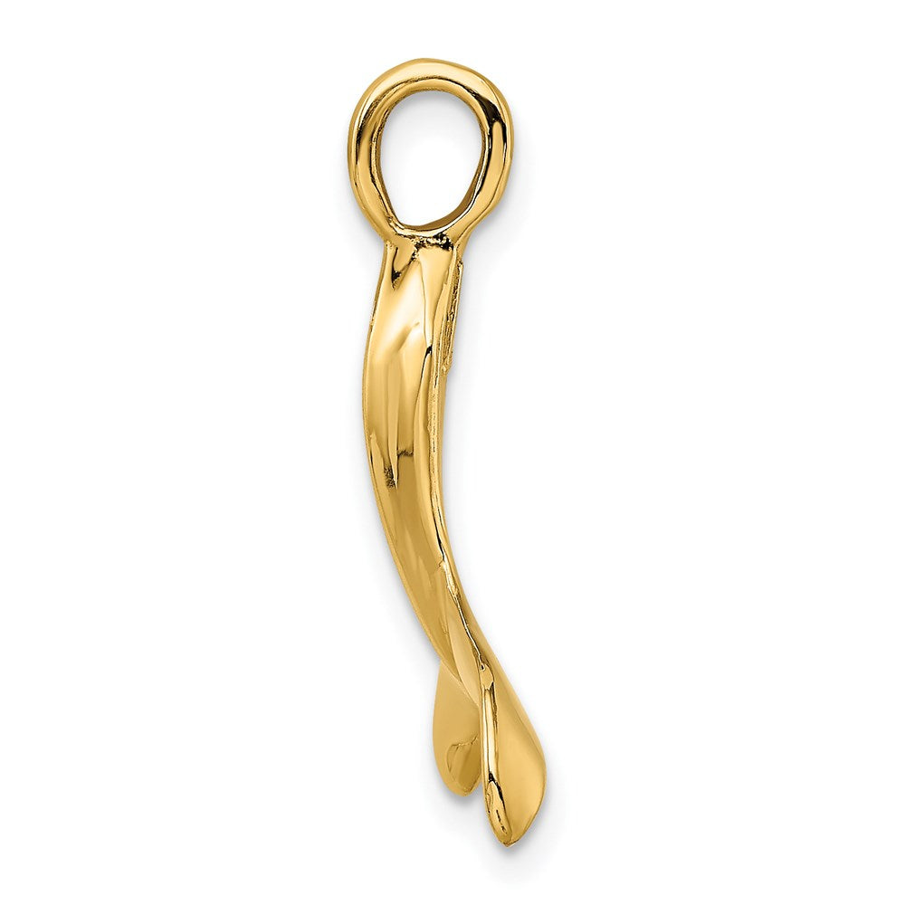 14K 3-D Polished Whale Tail Charm 2