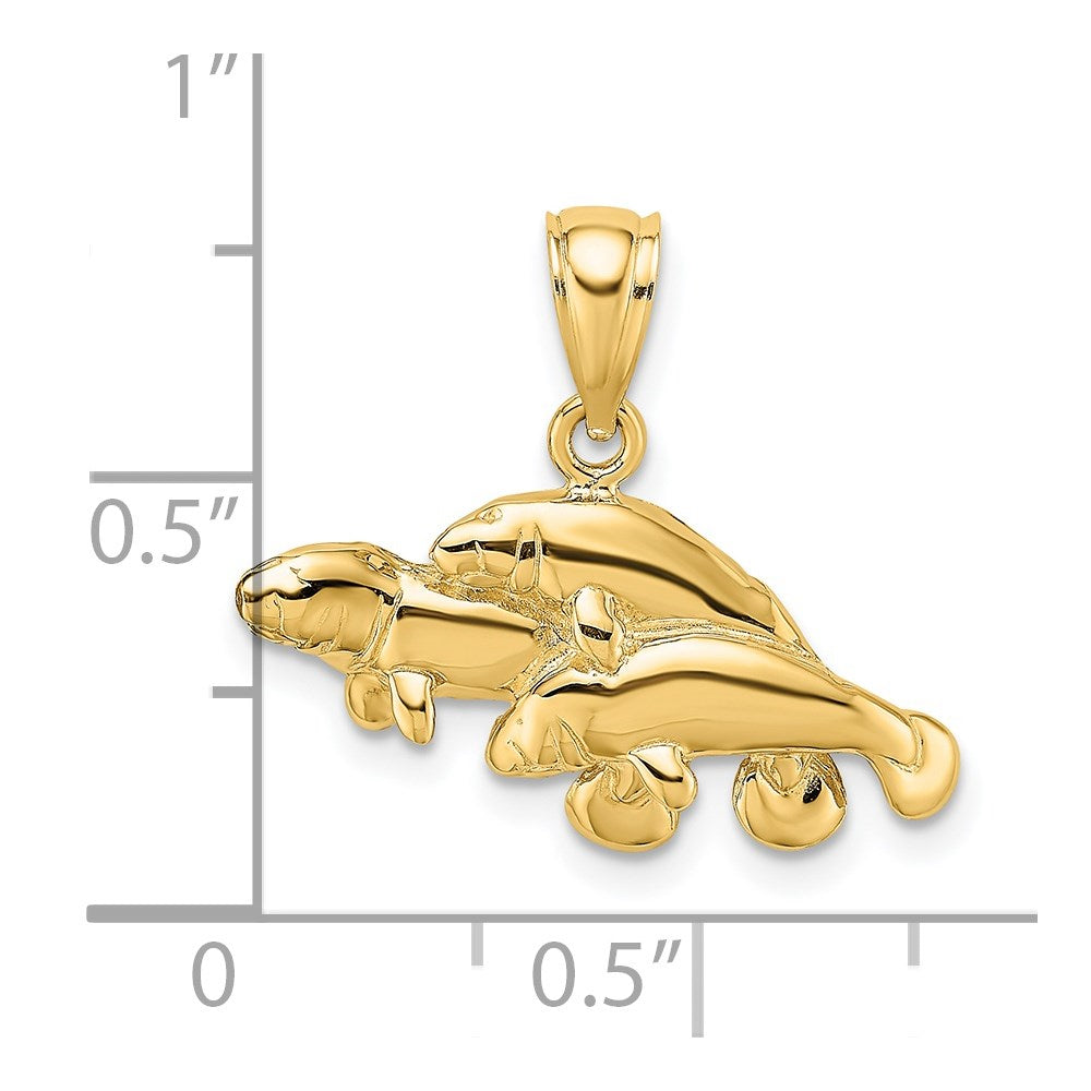 14K Polished Triple Manatee Charm 3