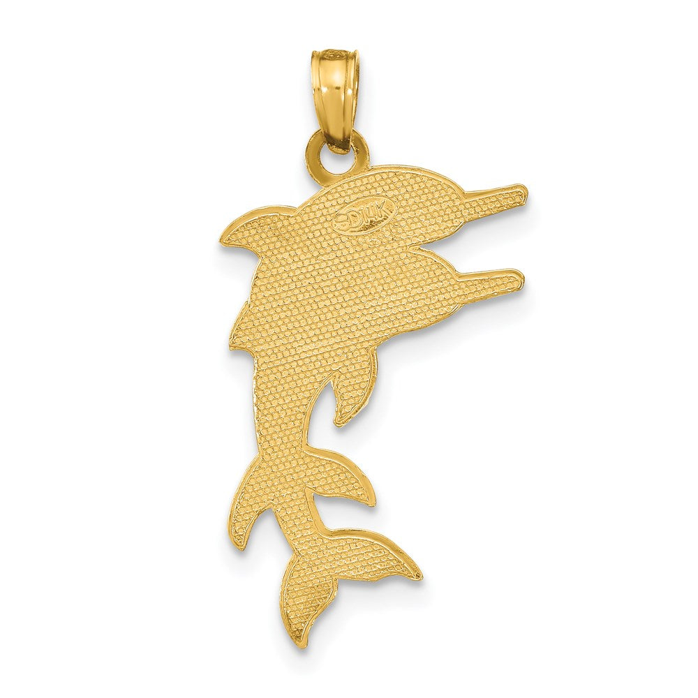 14K 2-D Two Jumping Dolphins Charm 4