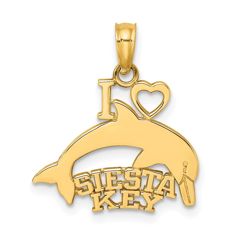 14K I HEART SIESTA KEY with Dolphin Charm 1