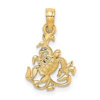 14K Textured Mini Sea Turtle and Kelp Charm 1