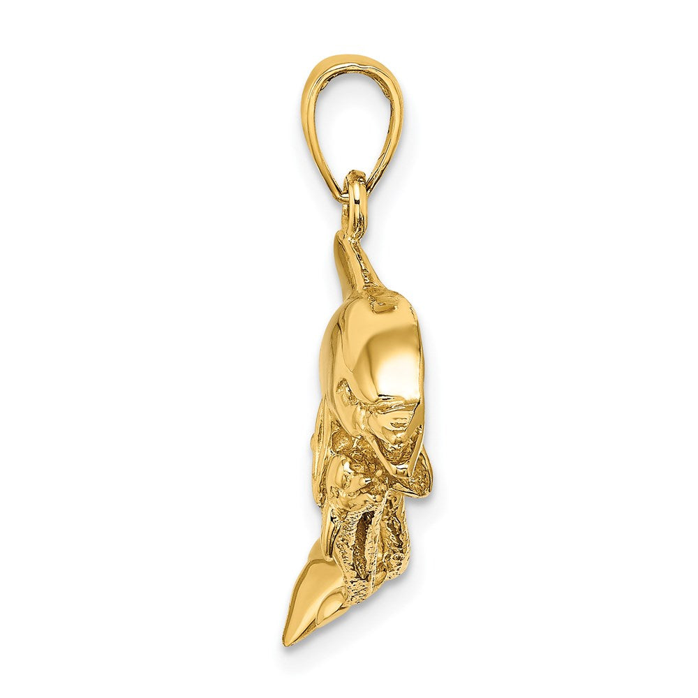 14K 2-D Two Swimming Dolphins Charm 2