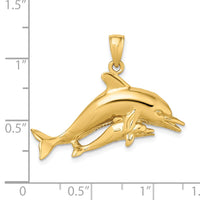 14K 2-D Two Swimming Dolphins Charm 3