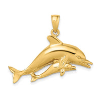 14K 2-D Two Swimming Dolphins Charm 1