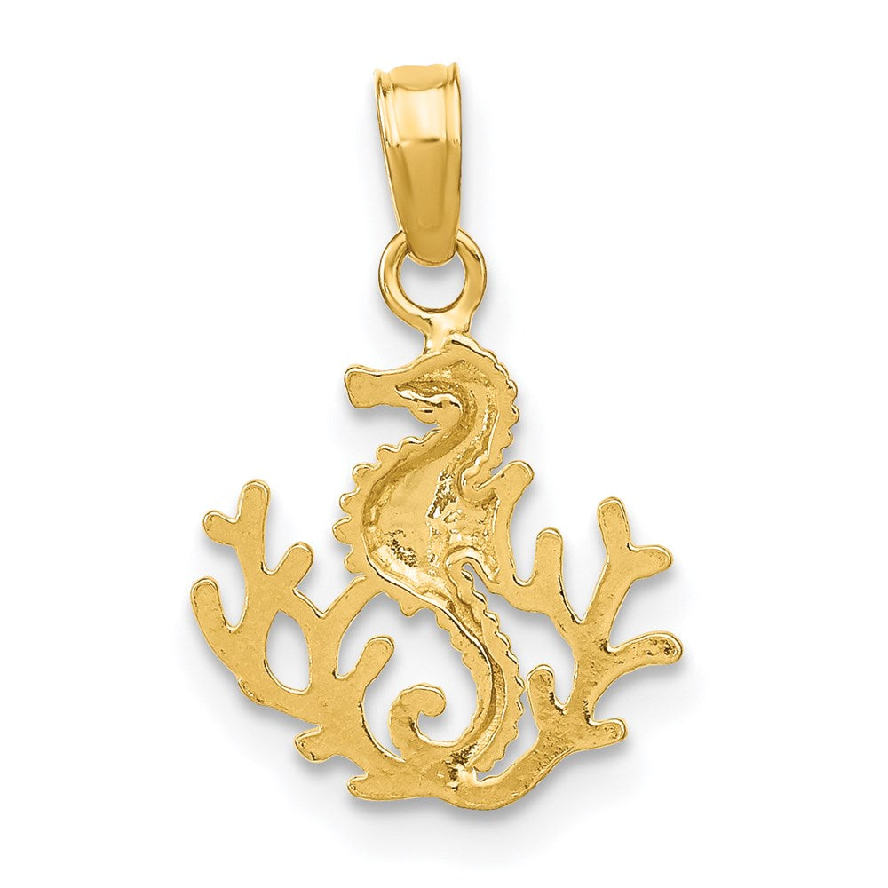 14K Textured Mini Seahorse and Coral Charm 4