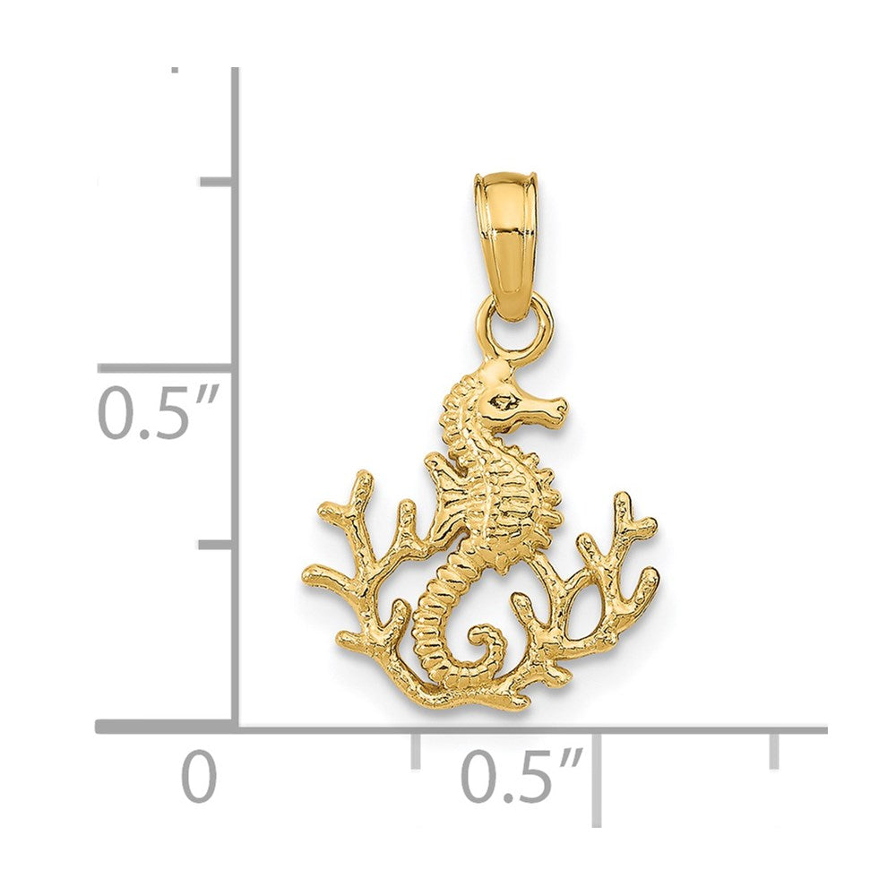 14K Textured Mini Seahorse and Coral Charm 3