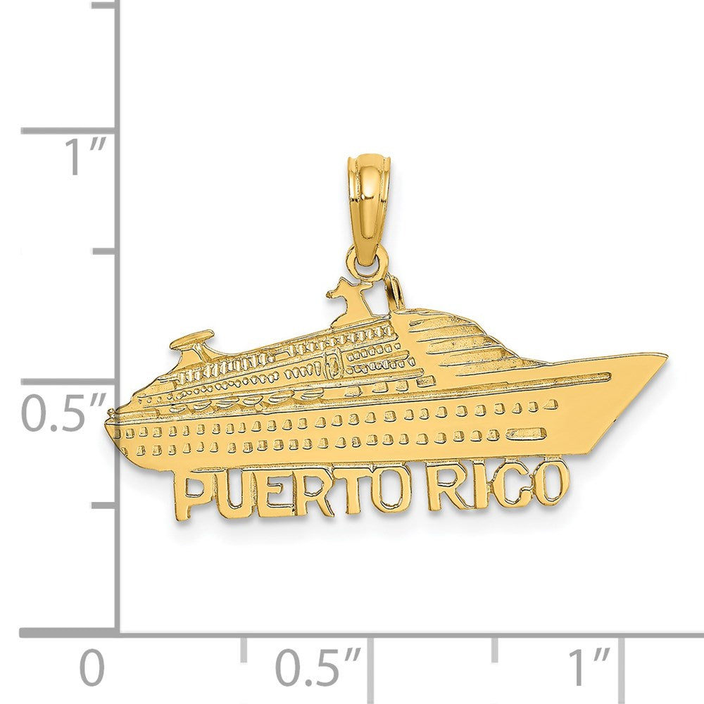 14K Polished PUERTO RICO Cruise Ship Charm
