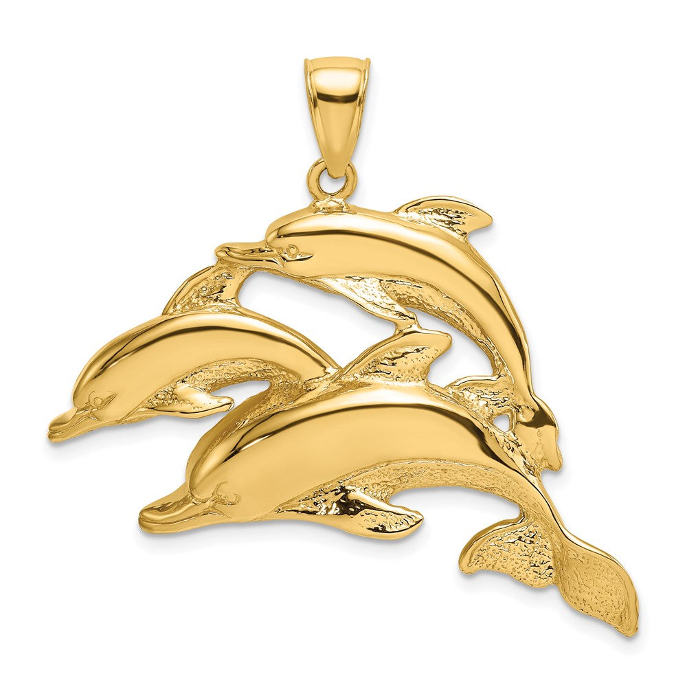 14K 2-D Three Dolphins Charm 1