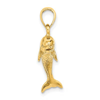 14K 3-D Polished and Textured Jumping Dolphin Charm 2