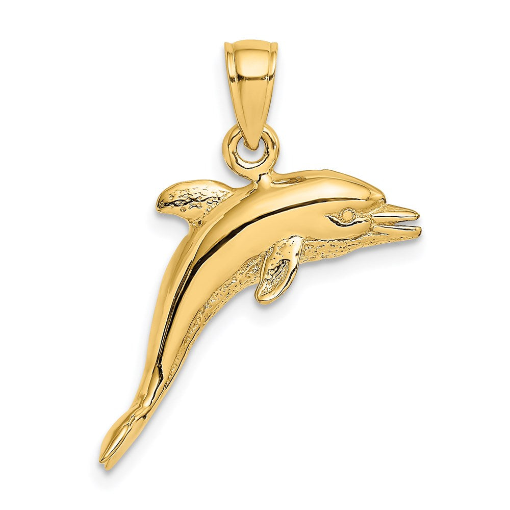 14K 3-D Polished and Textured Jumping Dolphin Charm 4