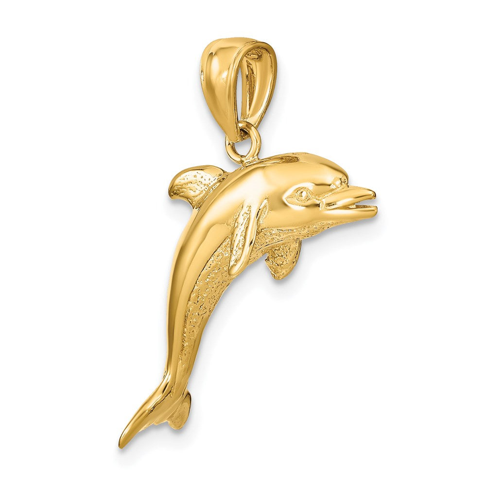 14K 3-D Polished and Textured Jumping Dolphin Charm 5