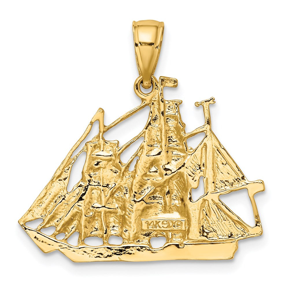 14K 2-D Polished Sailing Ship Charm