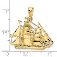 14K 2-D Polished Sailing Ship Charm