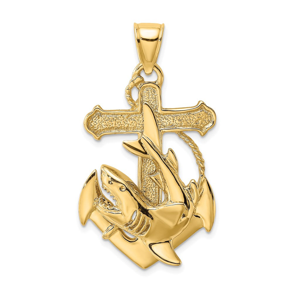 14K 2-D Anchor with Shark Charm 1