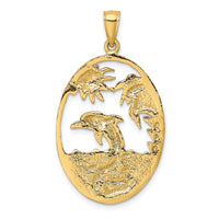 14K Dolphin Jumping in Ocean Scene Charm 4