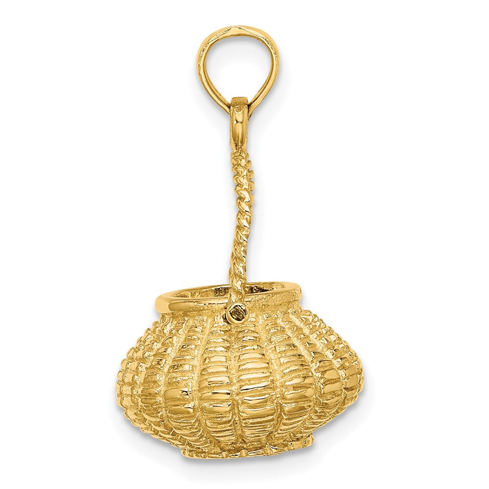 14K 3-D Moveable Handle Flower Basket Charm