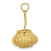 14K 3-D Moveable Handle Flower Basket Charm