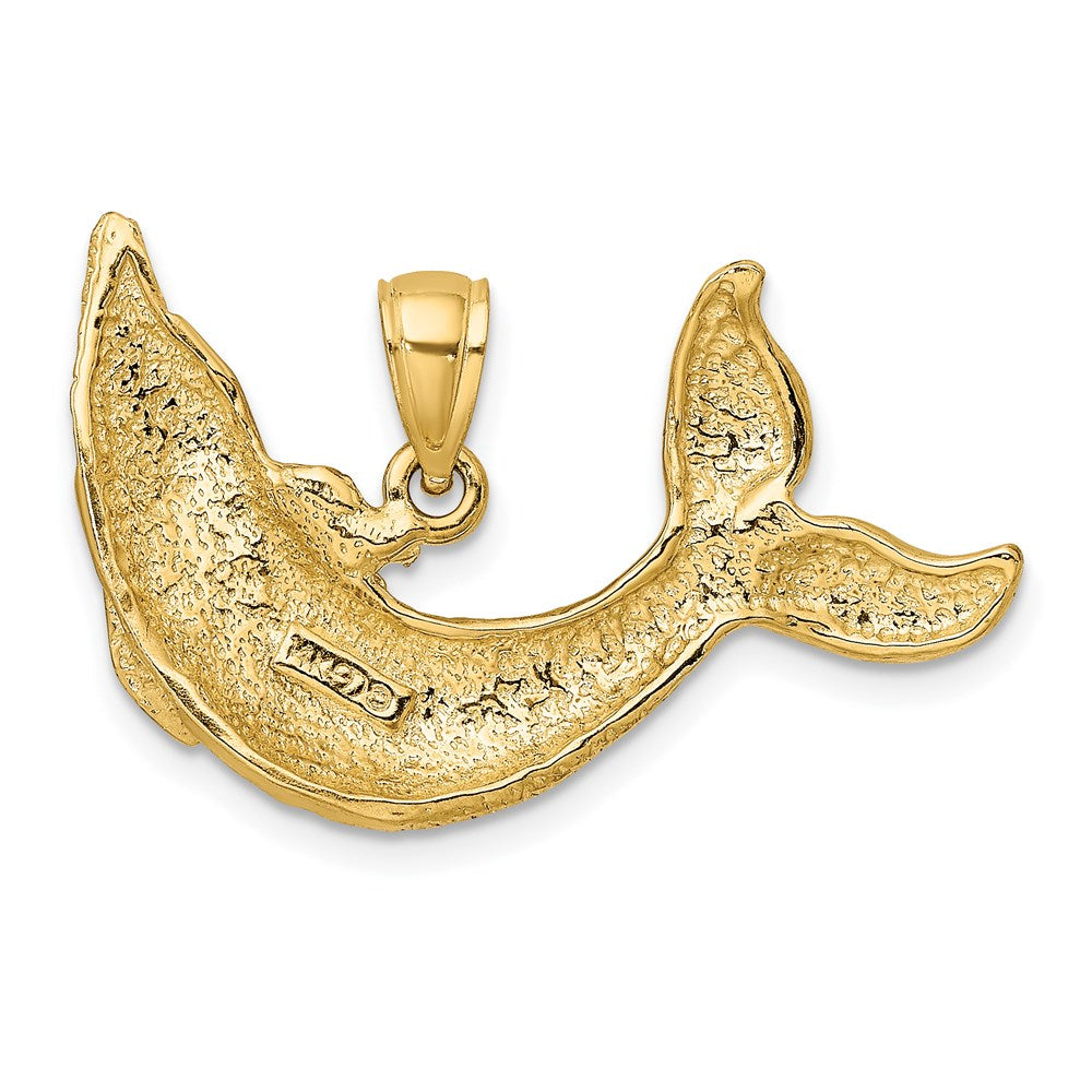 14K Polished Textured Dolphin Charm 4