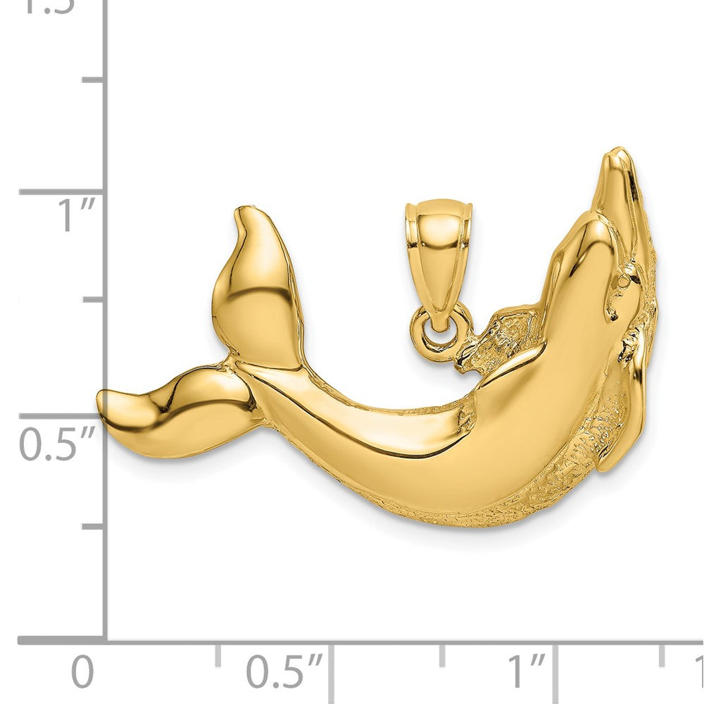 14K Polished Textured Dolphin Charm 3