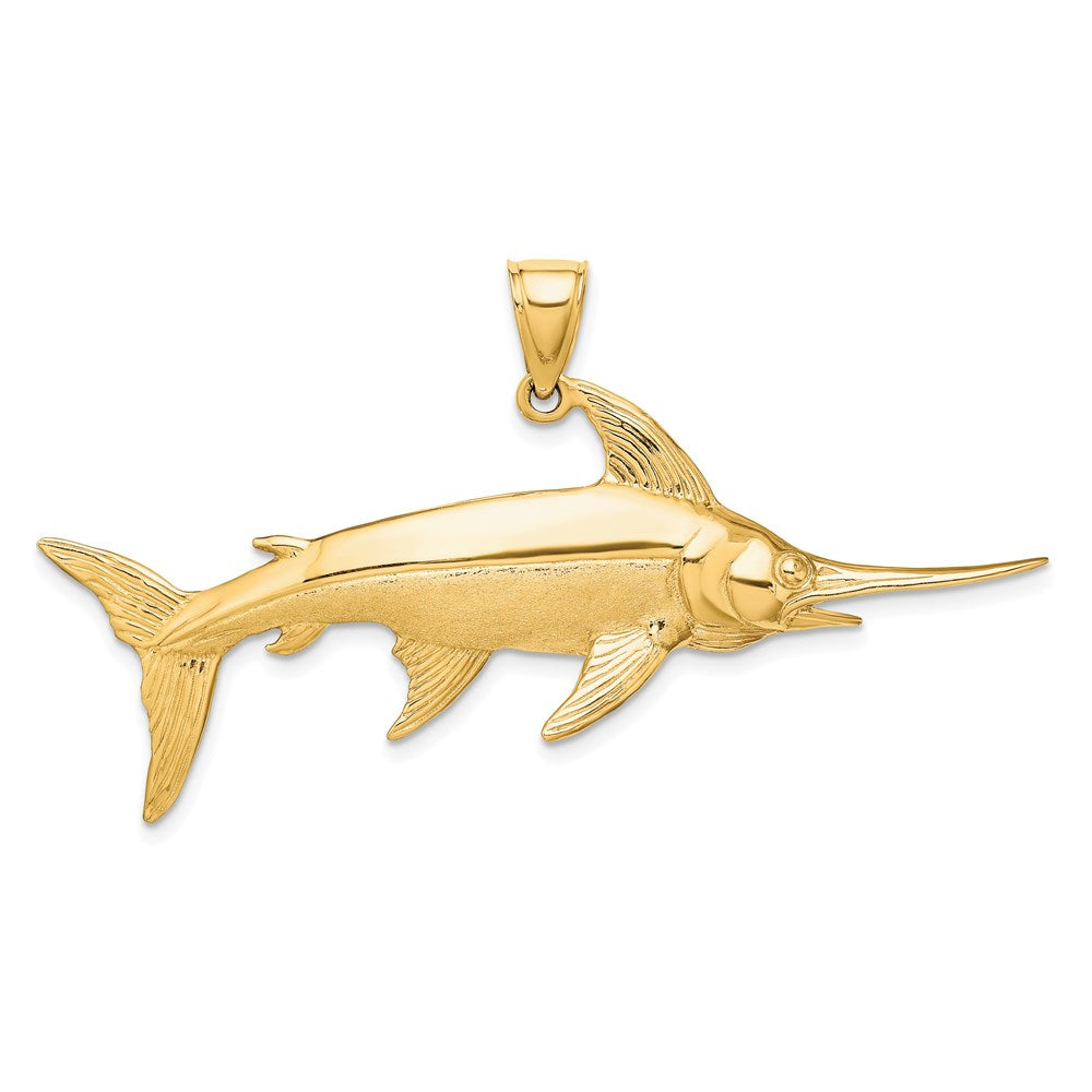 14K 3-D Polished/Satin Swordfish Charm 4