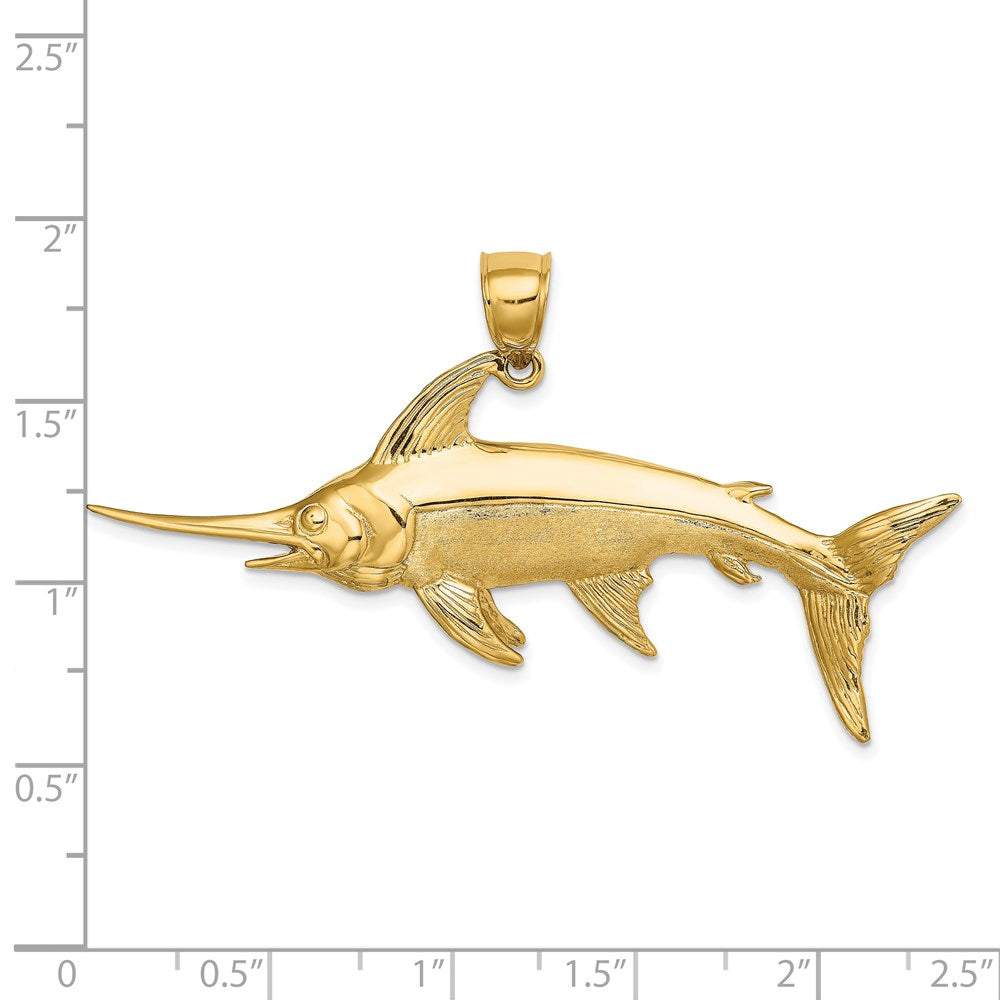 14K 3-D Polished/Satin Swordfish Charm 3