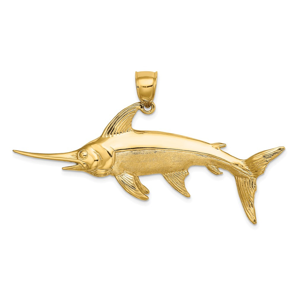 14K 3-D Polished/Satin Swordfish Charm 1