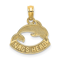 14K Textured NAGS HEAD w/ Dolphin Charm 1