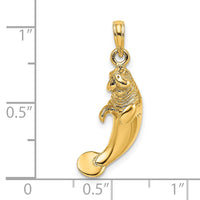 14K 3-D Polished Manatee Charm 3