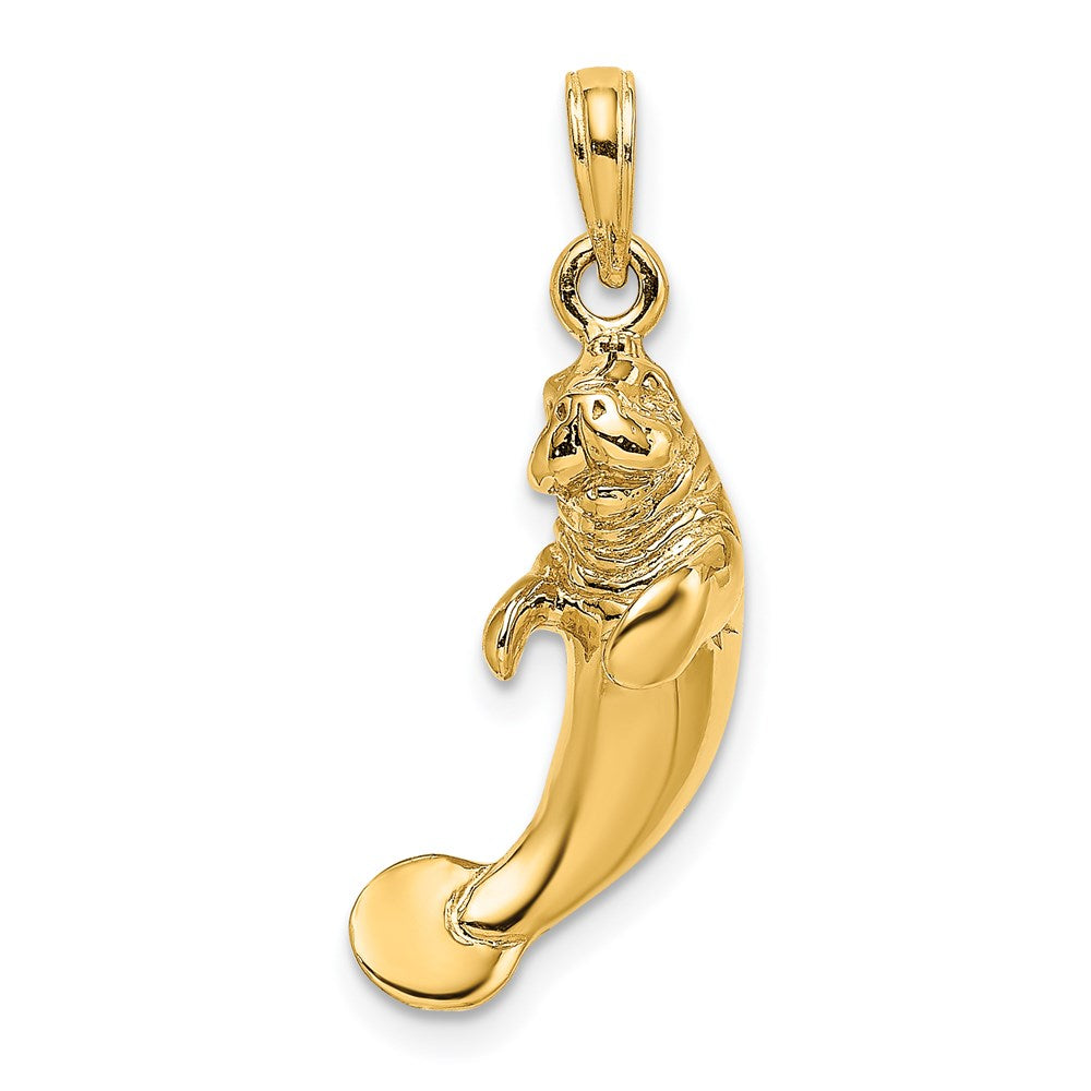 14K 3-D Polished Manatee Charm 1