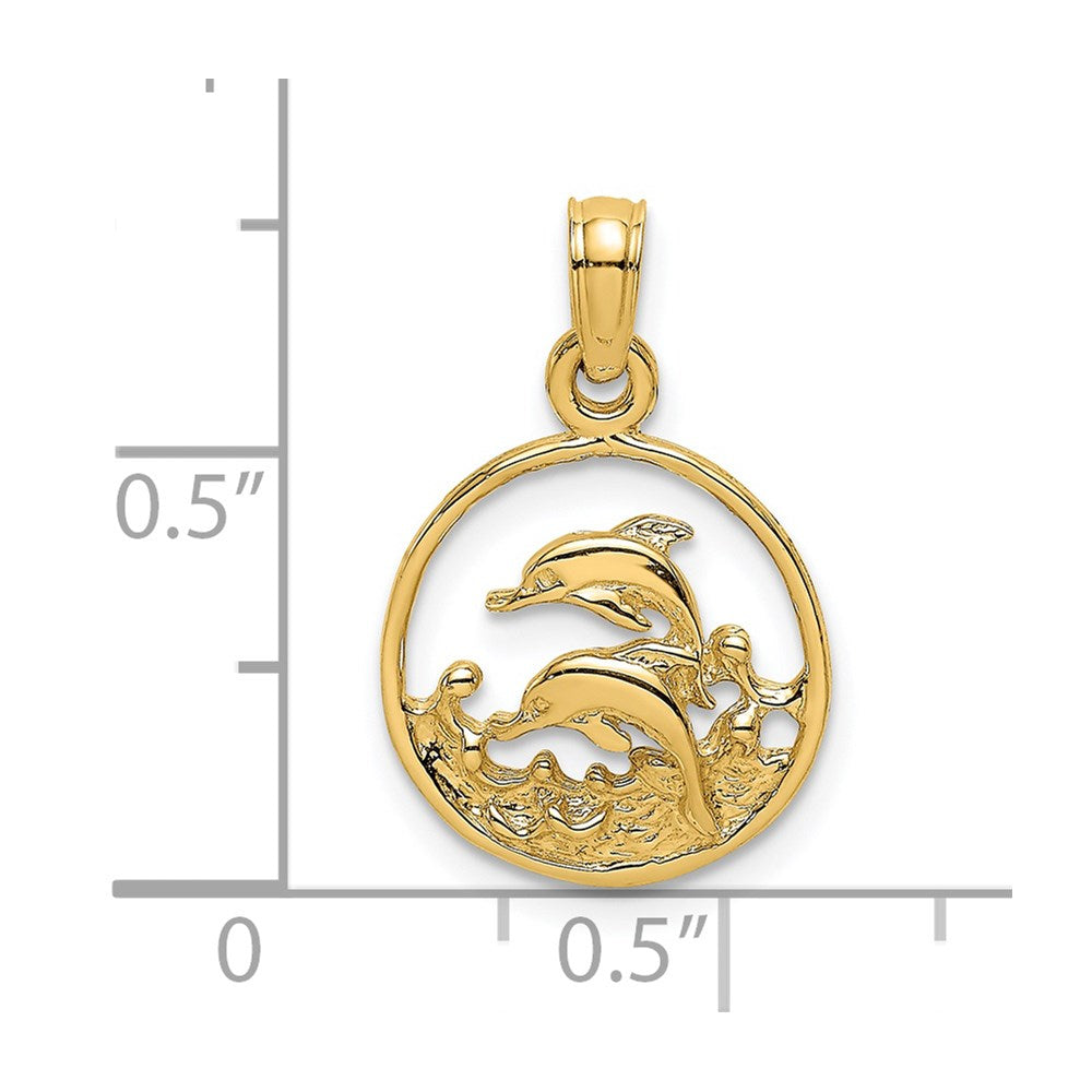 14K Two Dolphins in Circle Charm 3