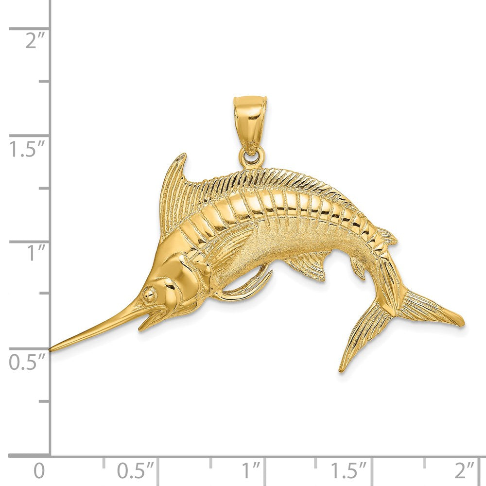 14K 2-D Polished /Satin Blue Marlin Charm 3