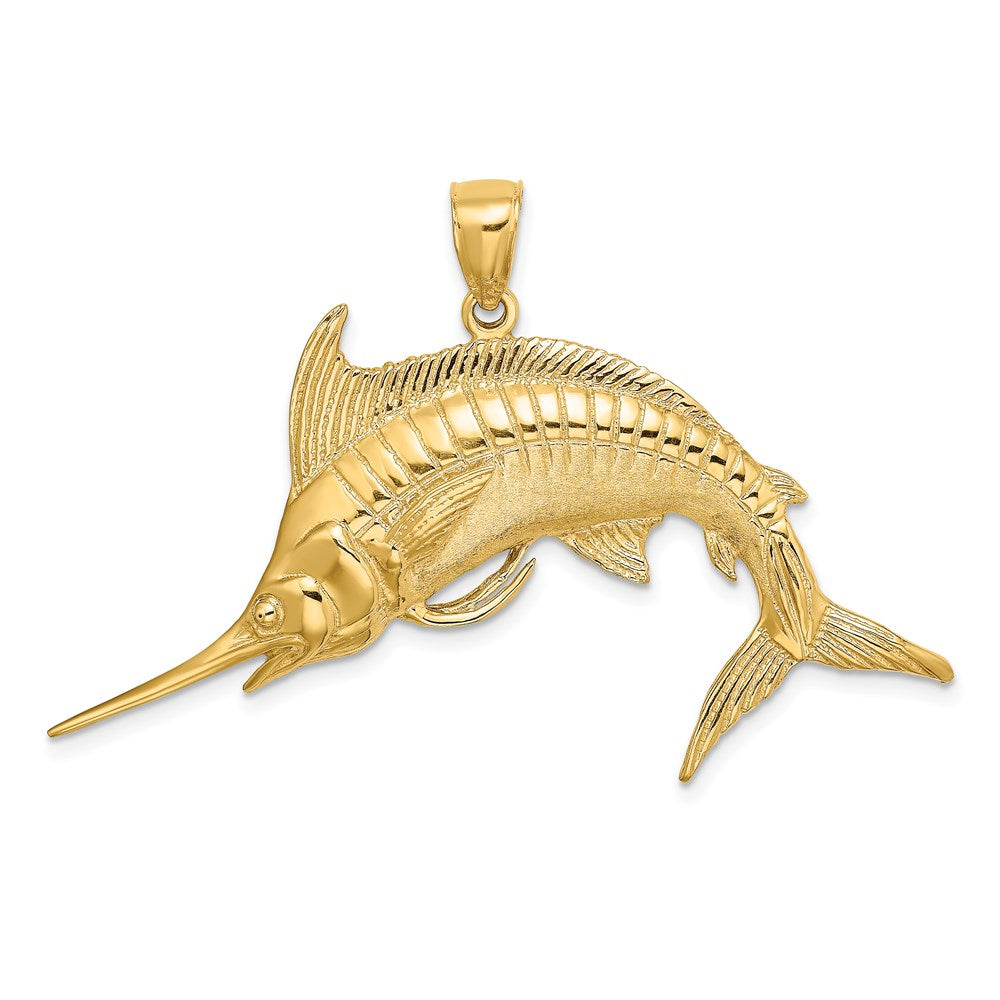 14K 2-D Polished /Satin Blue Marlin Charm 1