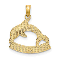 14K 2-D CURACAO Under Polished Dolphin Charm 4