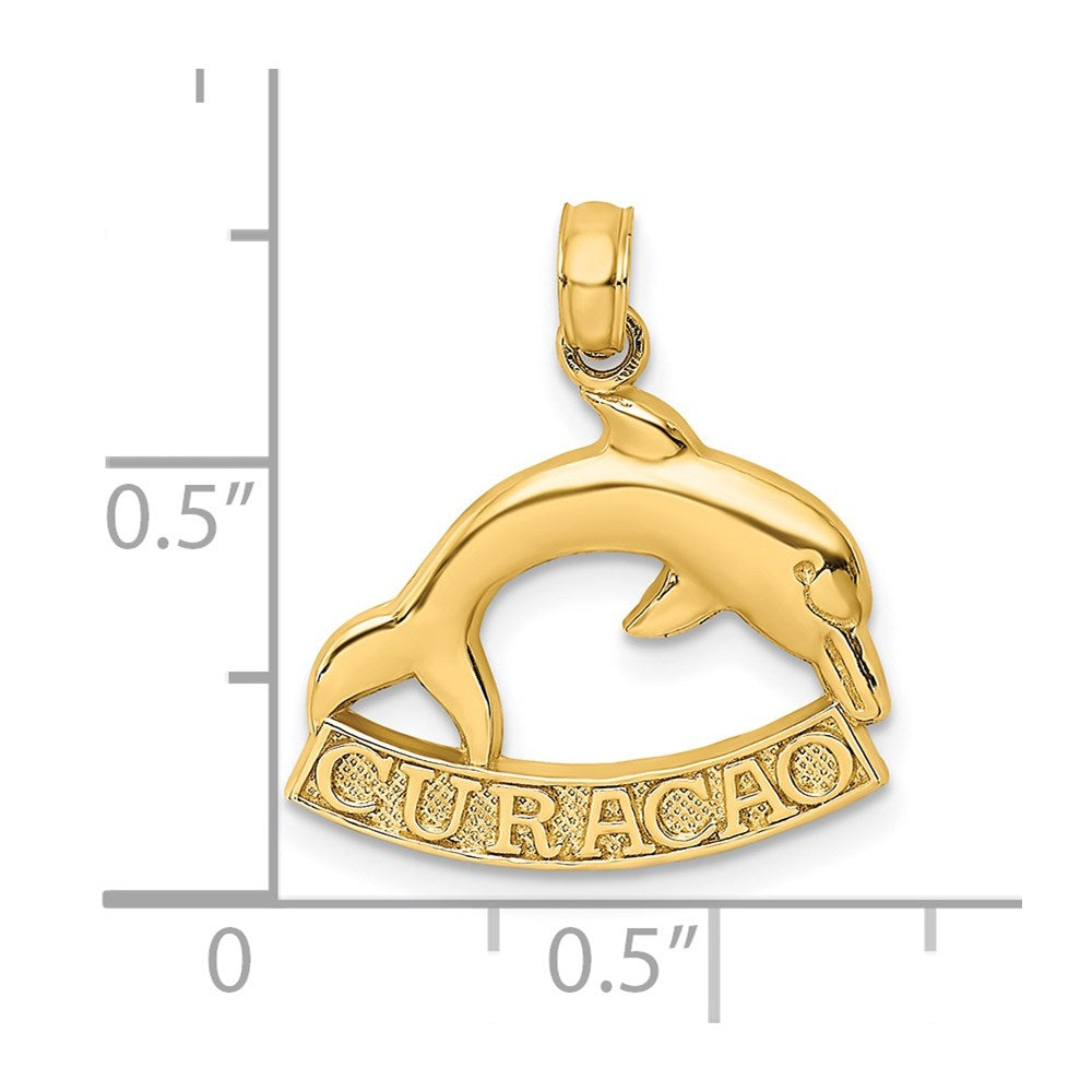 14K 2-D CURACAO Under Polished Dolphin Charm 3