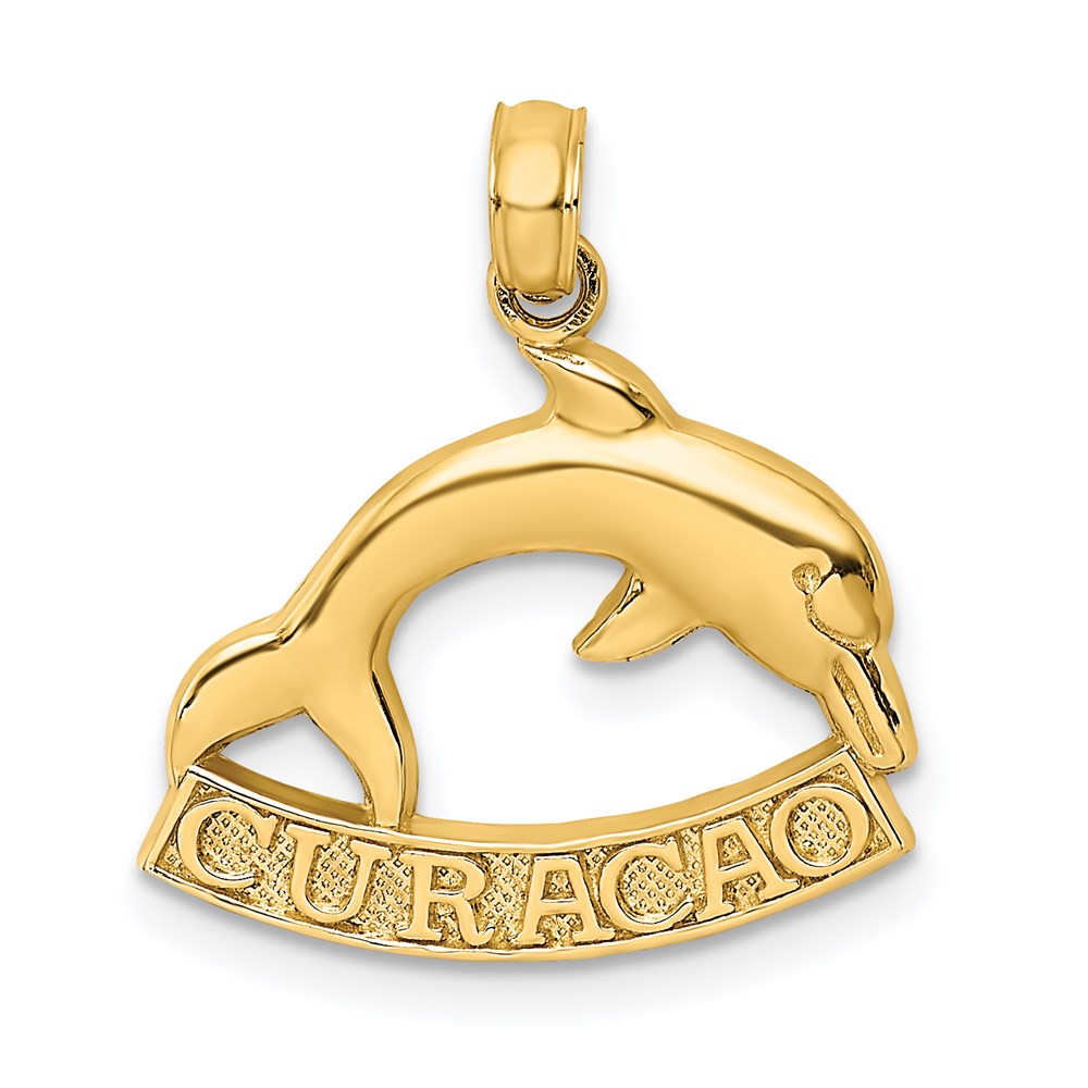 14K 2-D CURACAO Under Polished Dolphin Charm 1