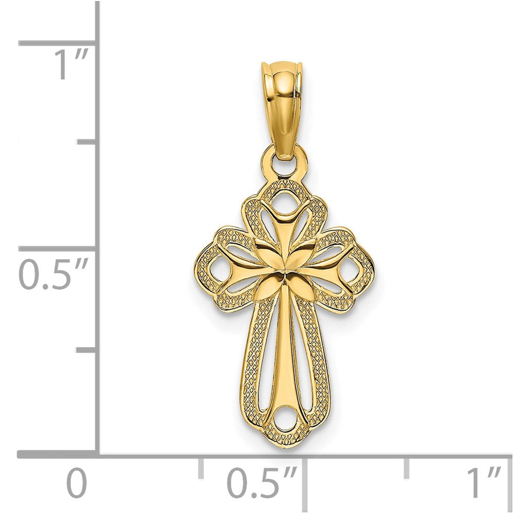 14K Cut-Out Polished and Textured Cross Charm