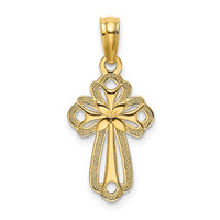 14K Cut-Out Polished and Textured Cross Charm