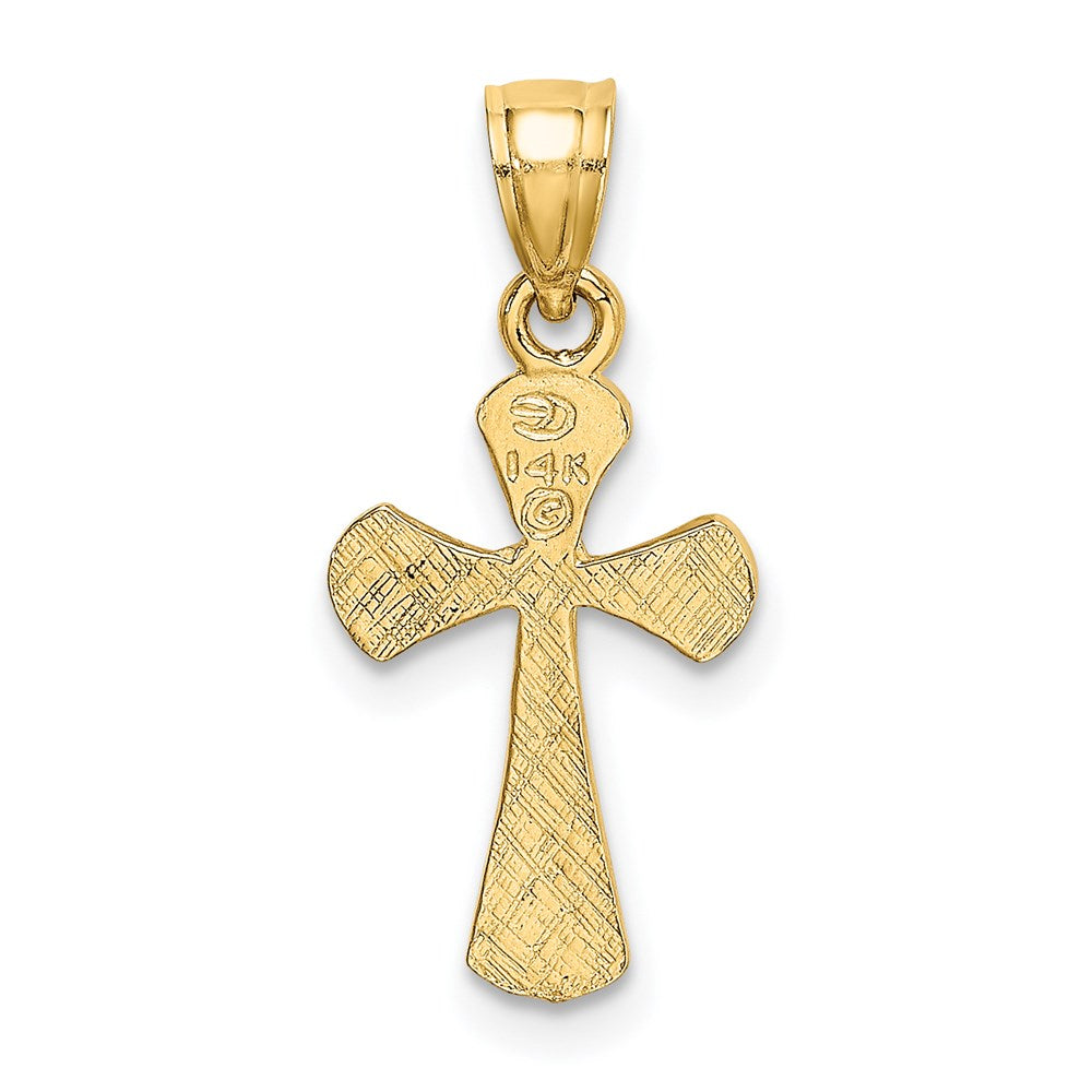 14K Solid Textured Cross Charm