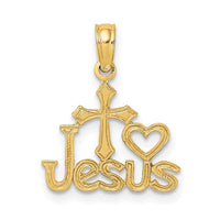 14K JESUS W/ Cross and Heart Charm