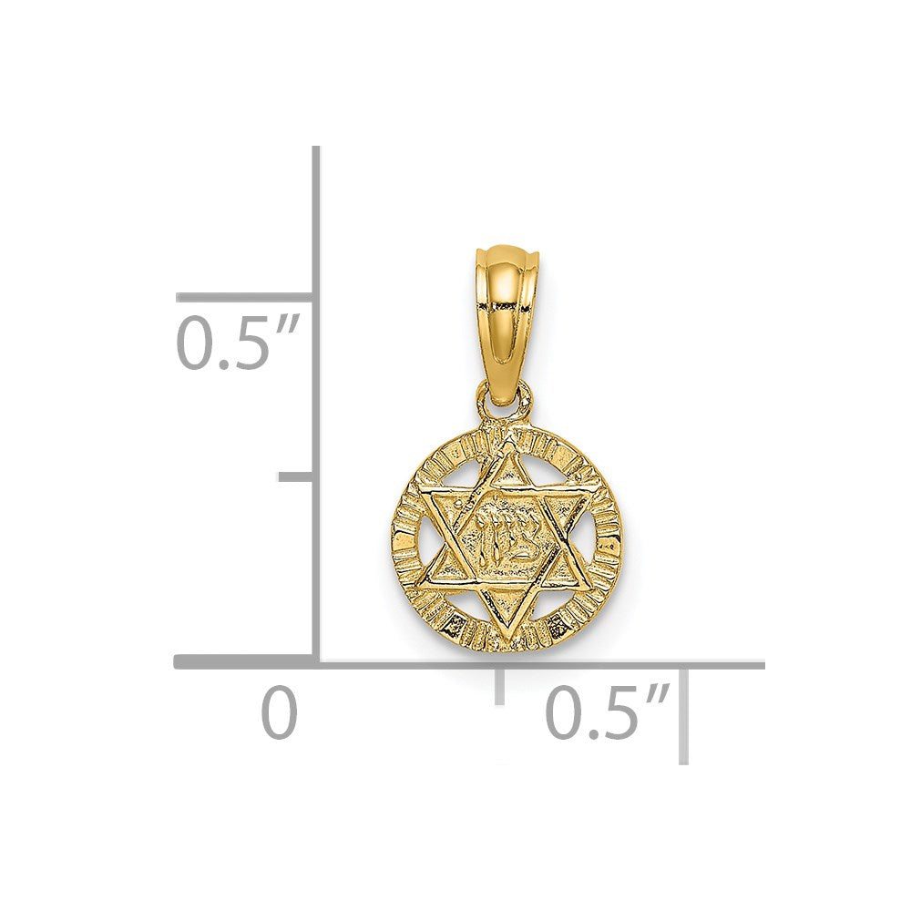 14K Engraved Star Of David Charm