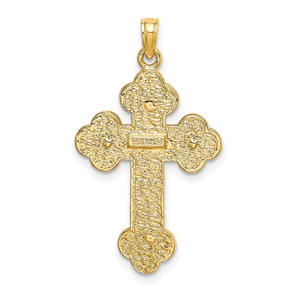 14K Crucifix W/ Budded Tips Charm